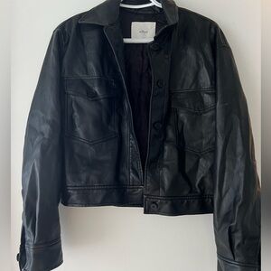 WILFRED. Cropped leather jacket with buttons, size S